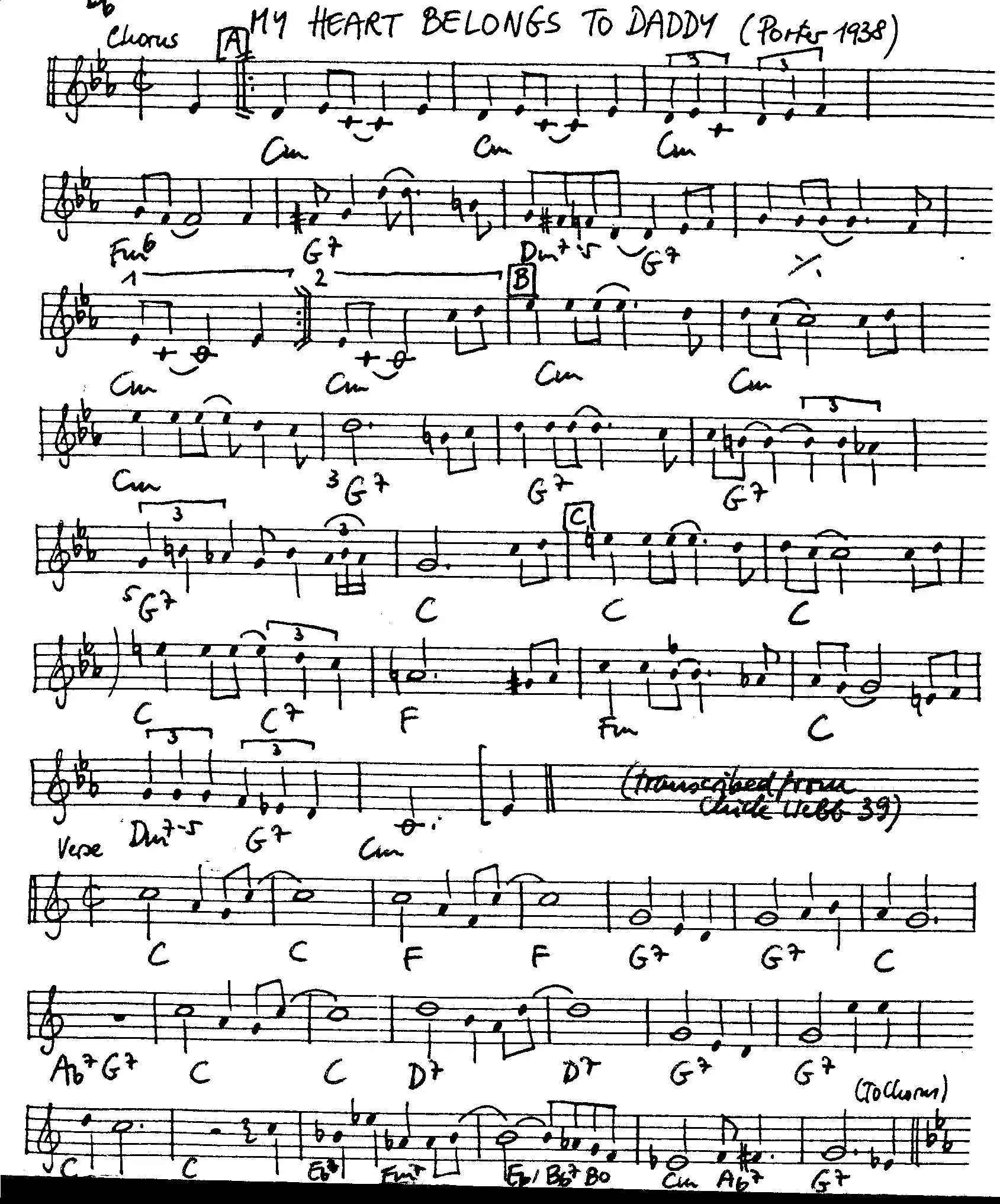 my heart belongs to daddy free jazz leadsheet - Courtesy of the Jungle Jazz Band